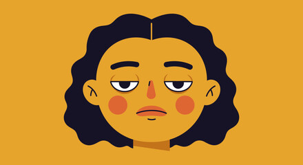 Cartoon Illustration of a Bored Tired Female Face.
