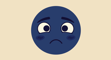 Sad Blue Circle Emoji with Expressive Eyes.