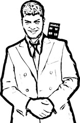 Business man holding house on shoulder