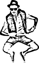 Jumping break dancer man