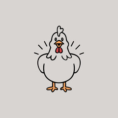 Cute cartoon hen and chicken vector illustration with a funny farm animal character