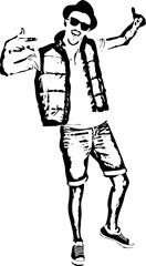 Rapper dancing and gesticulate