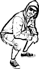 Man in hip hop posture