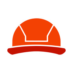 Fototapeta premium Orange and Red Hard Hat Vector Illustration on White Background Safety Construction Symbol