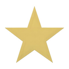 A single golden five pointed star symbol isolated on a transparent background for recognition and achievement isolated on transparent background