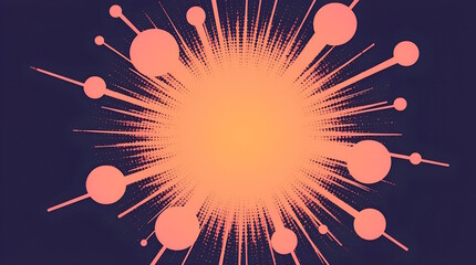 Abstract comic book illustration with halftone effects.
