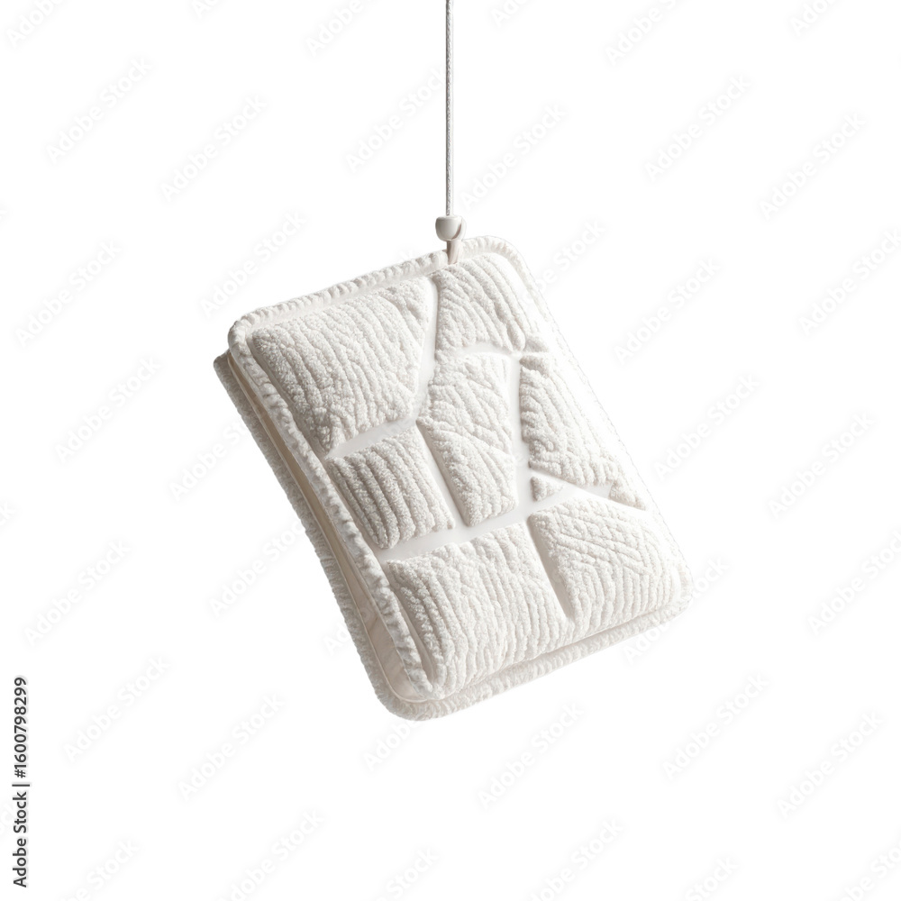 Poster isolated white textured object with geometric pattern and hanging shadow on transparent background