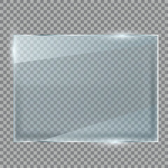 3D wide rectangular frosted glass UI panel representing horizontal interface layout modern screen or digital display component on transparent background
