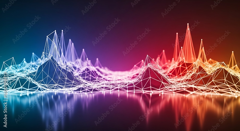 Poster a colorful abstract wireframe background represents digital network technology