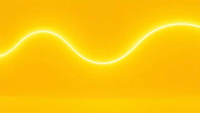 Helles gelbes Hintergrundbild mit geschwungener, leuchtender Neonlinie &ndash; modern, minimalistisch und ideal f&uuml;r Technik- oder Werbedesigns.