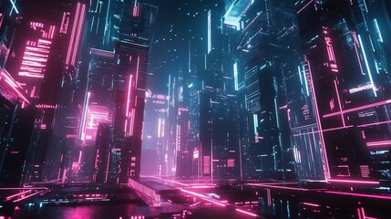Neon Cityscape: A Futuristic Metropolis Ablaze with Vibrant Light and Color