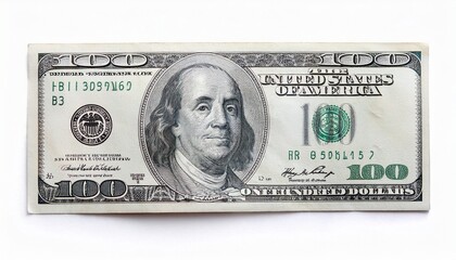 blank one hundred dollar banknote isolated on white