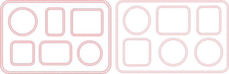 Red Rope Border Frames and Shapes Collection vector