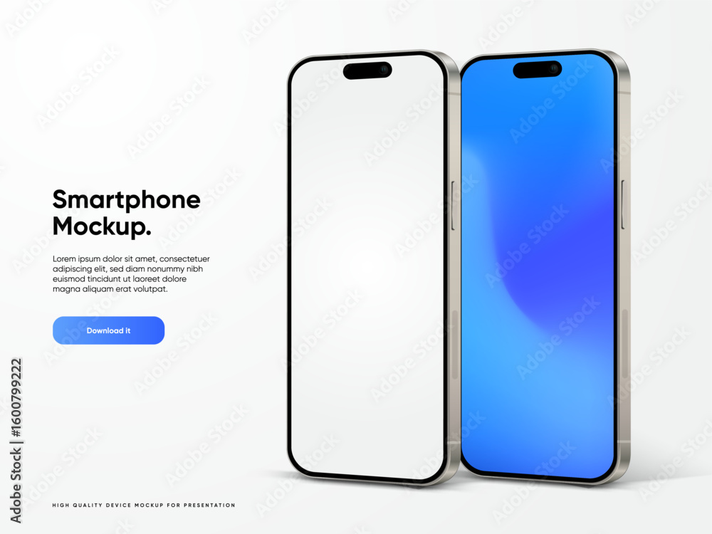 Poster realistic smartphone mockup. mobile phone vector with isolated on white background. device front vie