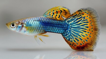 Fototapeta premium Colorful Guppy Fish Aquarium Pet Closeup.