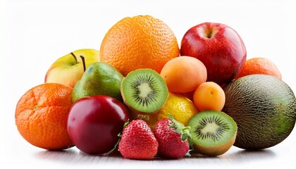 fruits heap isolated on a transparent and white background