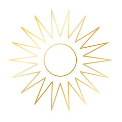 Gold Sun Star Ray Outline Icon. Vintage Wedding Card Invitation Decorative Element Symbol. Astrology Tattoo Style/ Aesthetic Elegant Golden Gradient Star Symbol. 