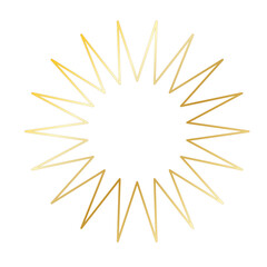 Gold Sun Star Ray Outline Icon. Vintage Wedding Card Invitation Decorative Element Symbol. Astrology Tattoo Style/ Aesthetic Elegant Golden Gradient Star Symbol. 
