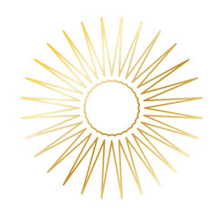 Gold Sun Star Ray Outline Icon. Vintage Wedding Card Invitation Decorative Element Symbol. Astrology Tattoo Style/ Aesthetic Elegant Golden Gradient Star Symbol. 