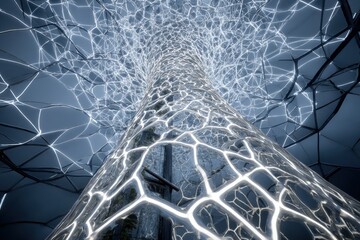 Abstract Glowing Tree Structure In Digital Art