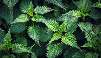 dark green nettle leaves texture botanical background nature plant foliage