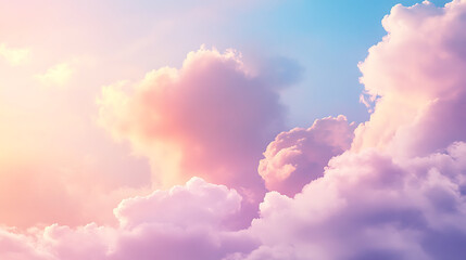 Fototapeta premium A pastel-colored sky adorned with feather-light clouds 