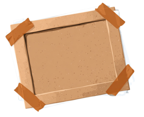 A cardboard photo frame, taped