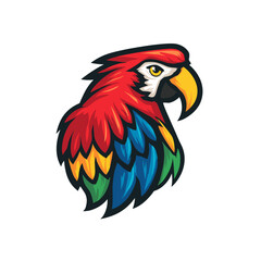 Fototapeta premium Colorful parrot head illustration showcasing vibrant feathers and unique design style