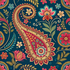 Indian Fabric Pattern Banarasi Silk generative AI