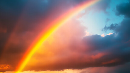 Fototapeta premium Vision of an awe-inspiring rainbow stretching across the sky during a midjourney rain shower 
