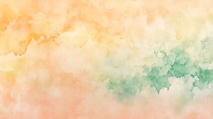 Obraz premium Artistic watercolor background with gradient texture in peach, yellow, and green hues