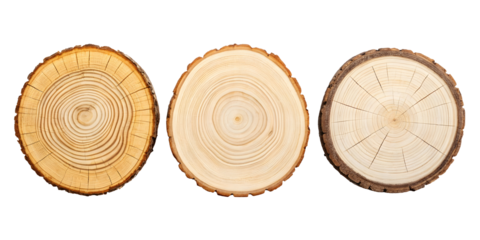 Sliced wooden blank isolated on white or transparent background