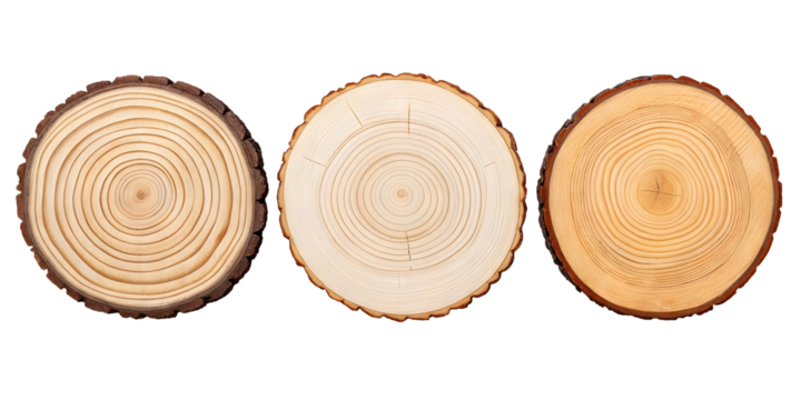 Sliced wooden blank isolated on white or transparent background