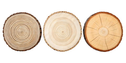 Sliced wooden blank isolated on white or transparent background