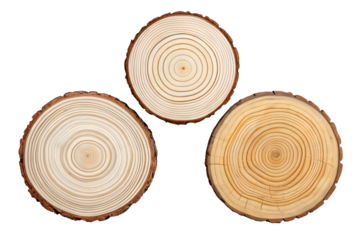 Sliced wooden blank isolated on white or transparent background