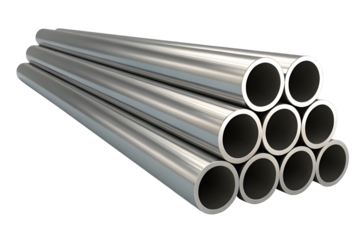 Stainless steel pipes isolated on white or transparent background