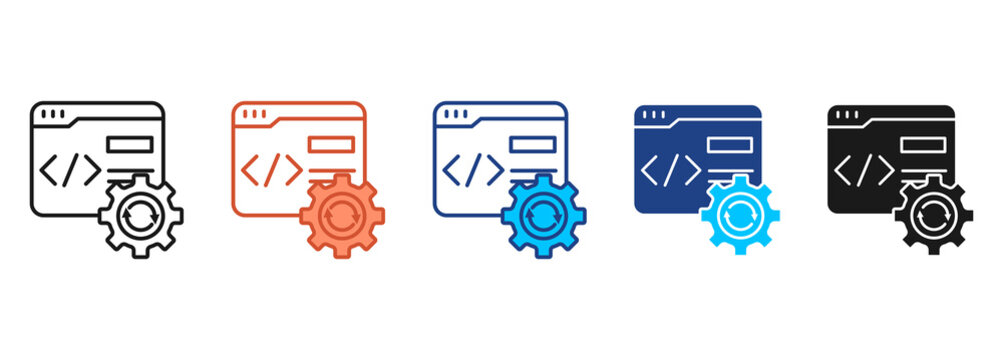Web Development Icon Set Multiple Style Collection