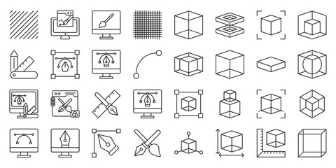  Isometric Line Art Collection set of web icons in line style. isometric line art,isometric outline, isometric vector  and line art isometric. Vector illustration.