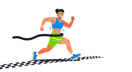 Obraz premium Energetic runner crossing the finish line with speed and determination in a dynamic race victory illustration