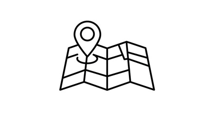 Simple linear map icon with location marker for navigation and gps applications