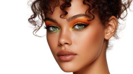 Close-Up of a Woman with Vibrant Eye Makeup