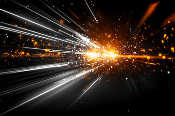 Abstract electric-white light beams slicing through darkness with sharp swift precision capturing the energy and motion of tennis volleys in dynamic contrast