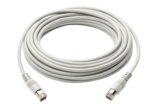 Close up of network cable and plugs on a transparent background