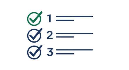 Numbered checklist with green checkmarks and blue text design