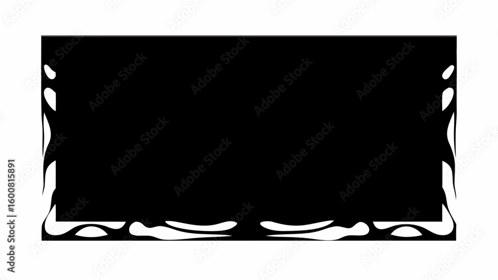 Poster black rectangular shape with decorative white border featuring abstract fluid like designs around th