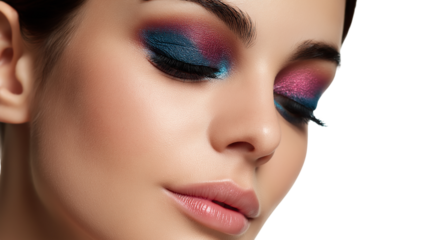 Close-up Portrait of a Woman with Colorful Eye Makeup