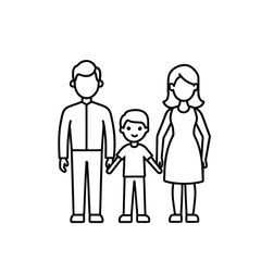Happy Family Outline &ndash; Parents with Two Kids

