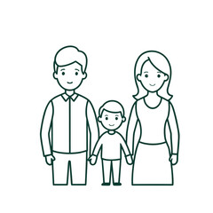 Father, Mother, and Child – Family Outline Vector

