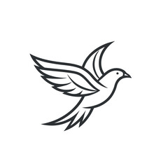 Hummingbird Flying – Minimal Line Art Bird

