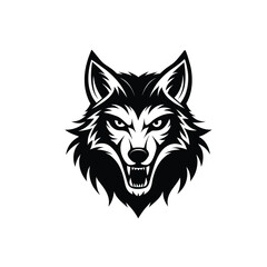 Aggressive Wolf Head Silhouette – Wild Animal Face

